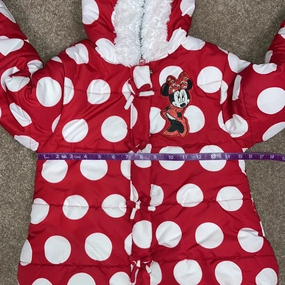 Disney store Minnie Mouse polka dot red white winter coat 7/8 - Picture 8 of 11